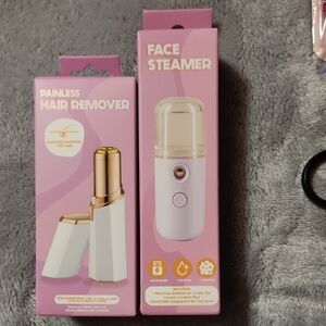 Painless Hair Remover & Face Steamer Duo - Pink/White